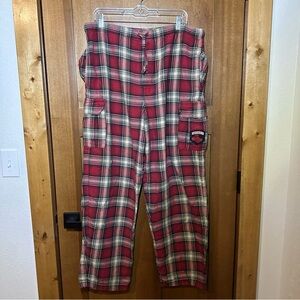 Disney Mickey Mouse sz M pajama pants Men Women Plaid Flannel‎ Red White Pockets